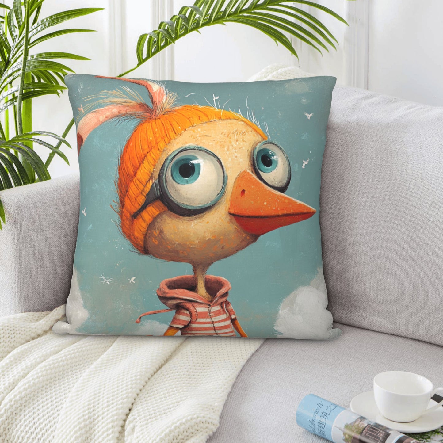 Creative Cute Cartoon Chicken Cushion Cover | Fun Home Décor | Multiple Sizes Available