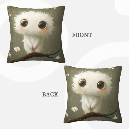 Fluffy White Animal Cushion Cover | Adorable Cartoon Design | Multiple Sizes Available