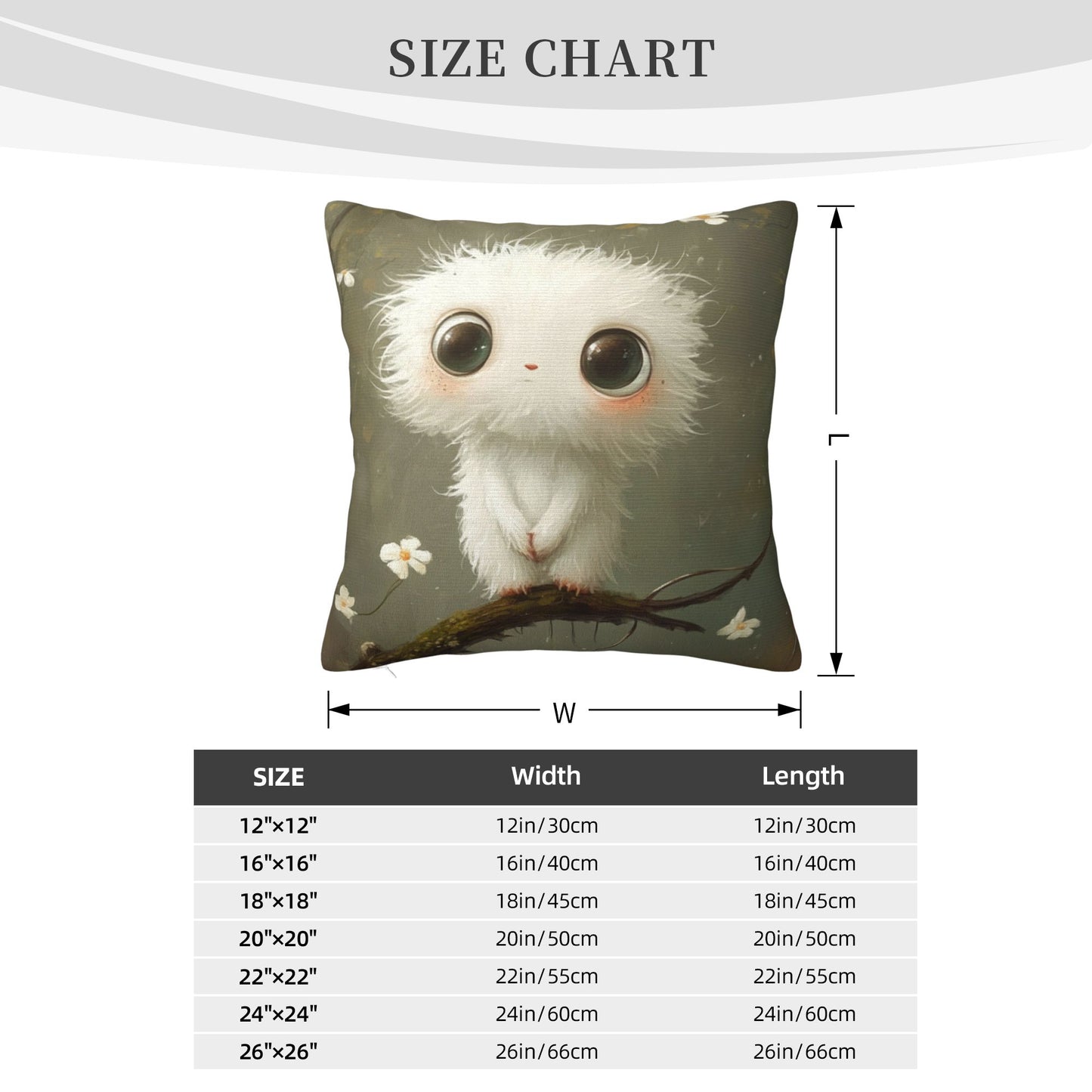 Fluffy White Animal Cushion Cover | Adorable Cartoon Design | Multiple Sizes Available