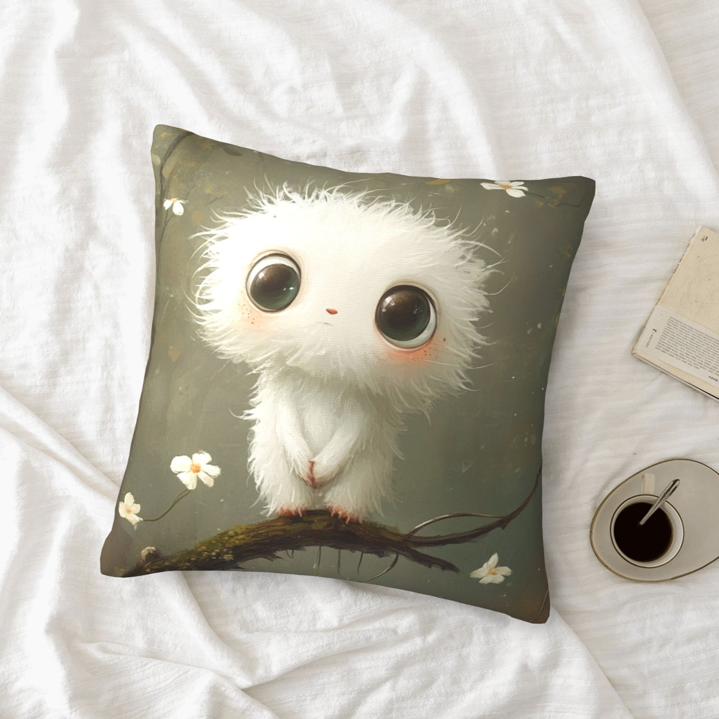 Fluffy White Animal Cushion Cover | Adorable Cartoon Design | Multiple Sizes Available