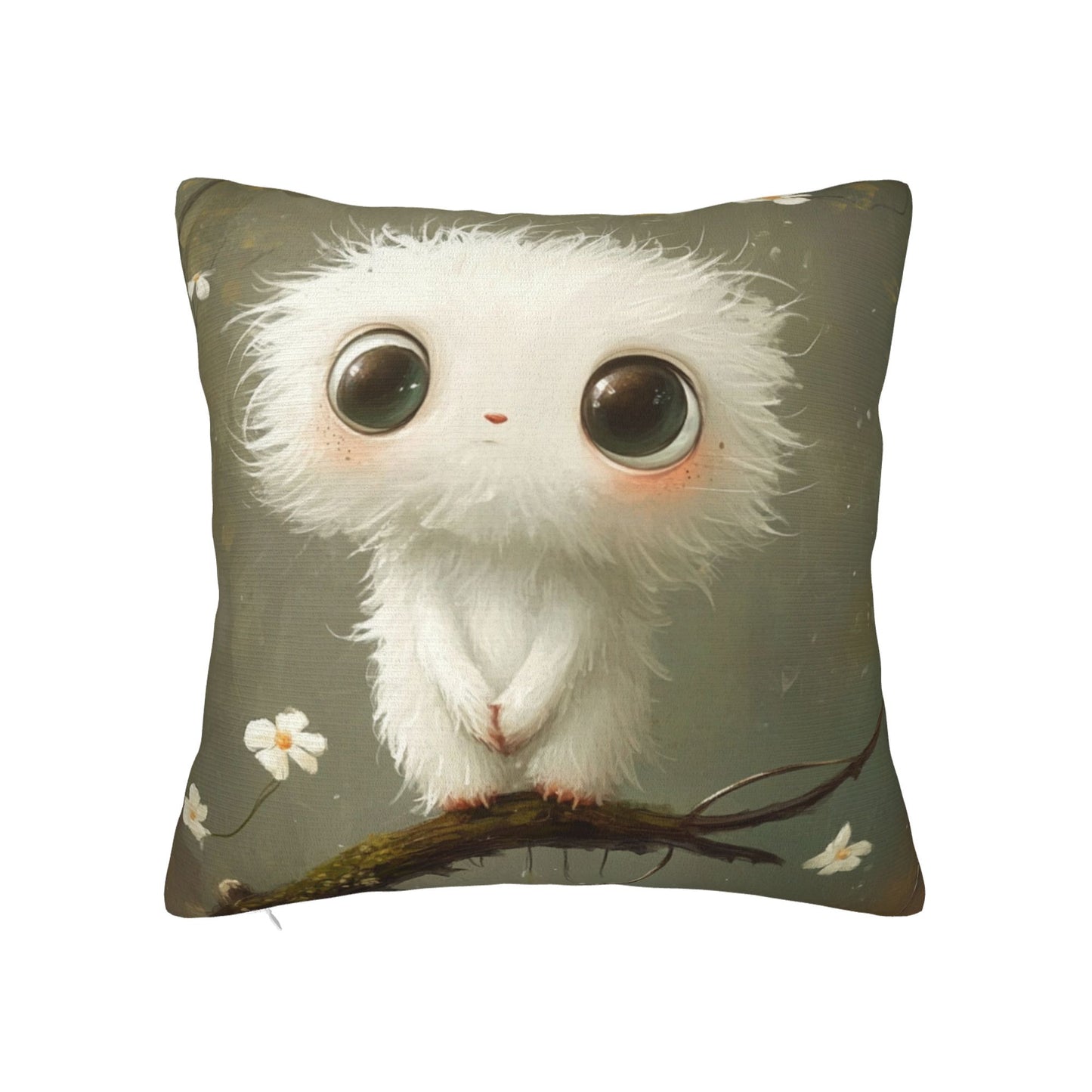 Fluffy White Animal Cushion Cover | Adorable Cartoon Design | Multiple Sizes Available