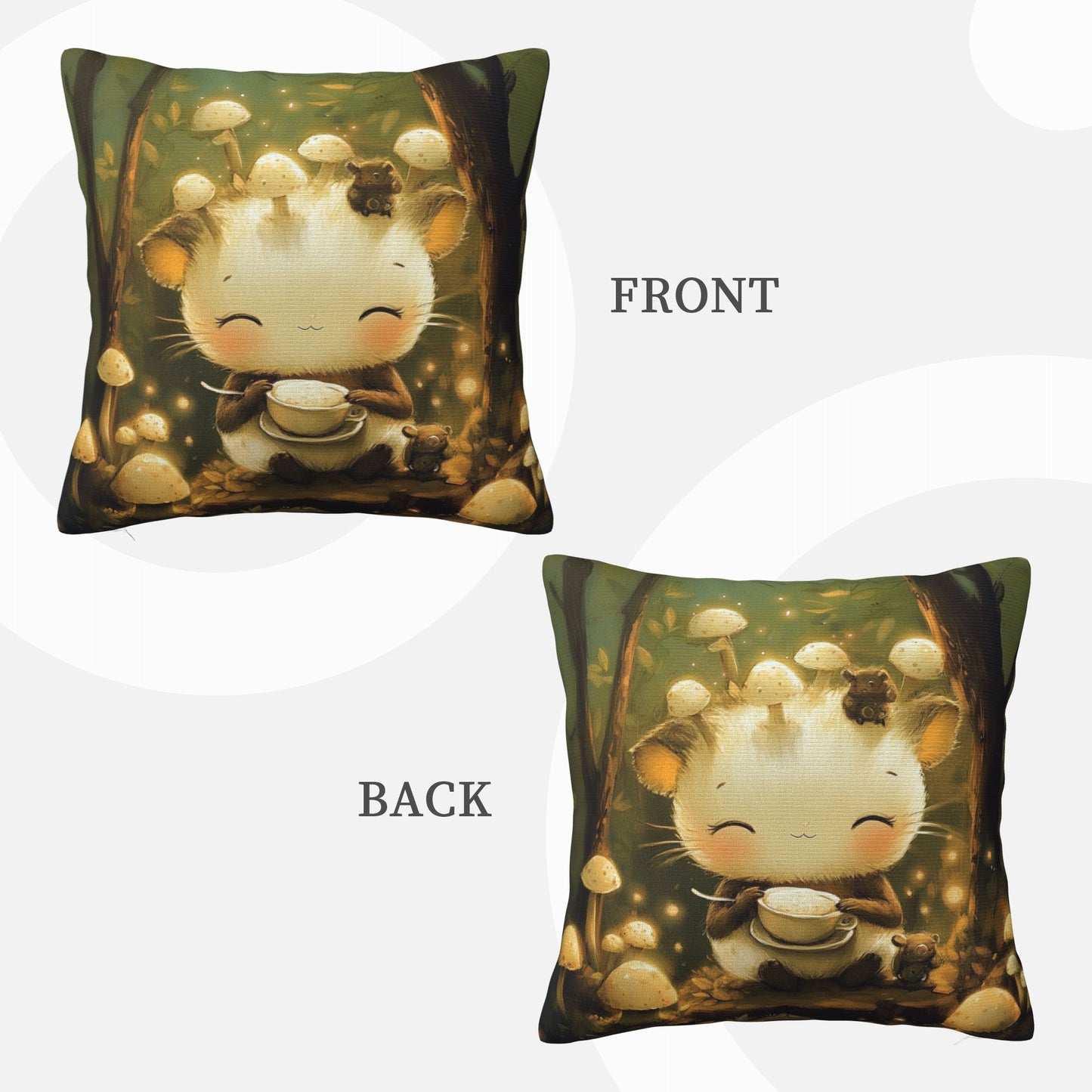 Forest Style Cartoon Cushion Cover | Adorable Mushroom Design | Home Décor | Multiple Sizes Available