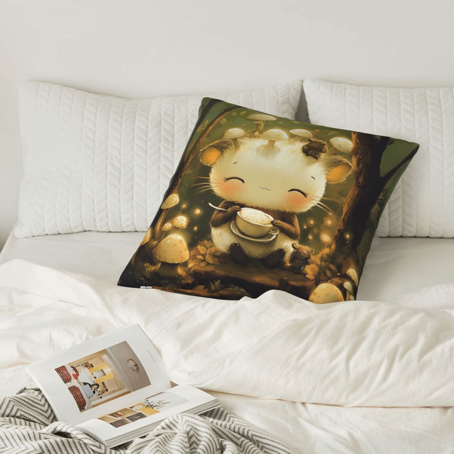 Forest Style Cartoon Cushion Cover | Adorable Mushroom Design | Home Décor | Multiple Sizes Available