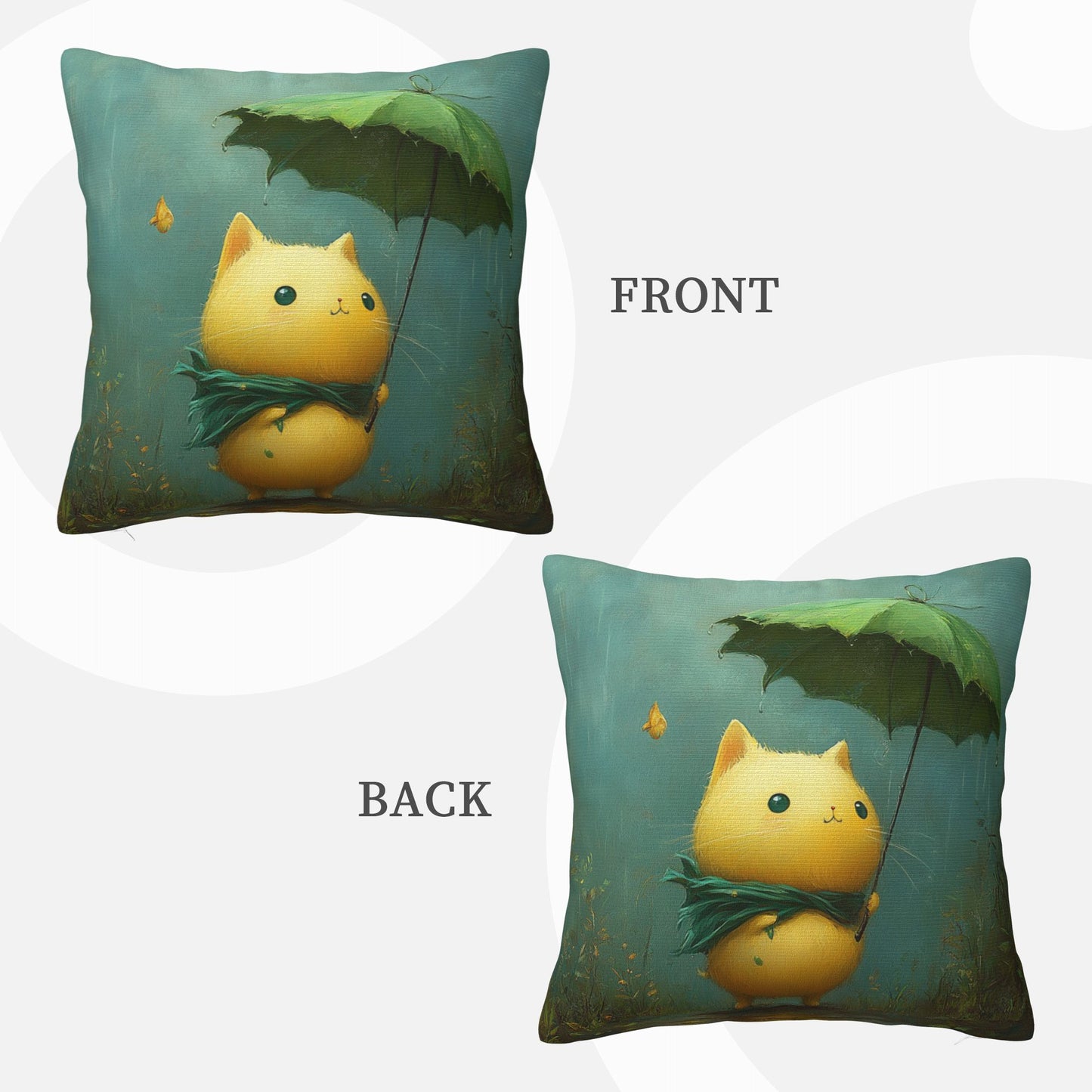 Rainy Day Cat Cushion Cover | Adorable Cartoon Design | Home Décor | Multiple Sizes Available