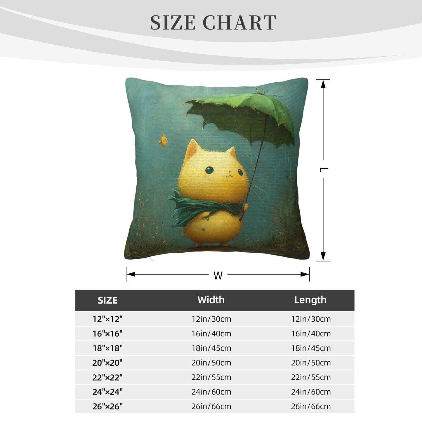 Rainy Day Cat Cushion Cover | Adorable Cartoon Design | Home Décor | Multiple Sizes Available