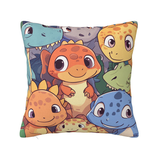 Cartoon Dinosaur Cushion Cover | Kids Room Décor | Adorable Colorful Design | Multiple Sizes Available