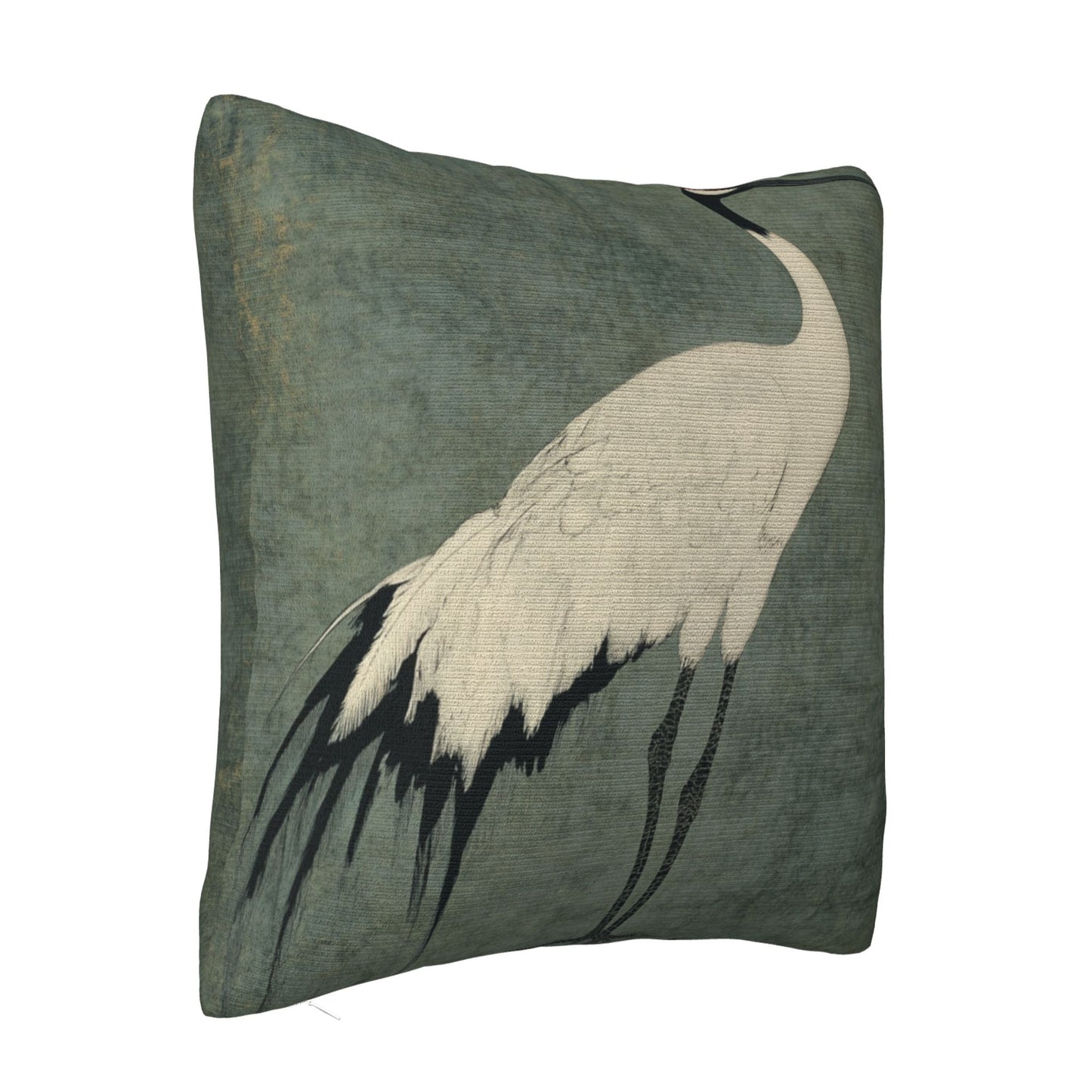 Elegant Red-Crowned Crane Cushion Cover | Traditional Oriental Décor | Multiple Sizes Available