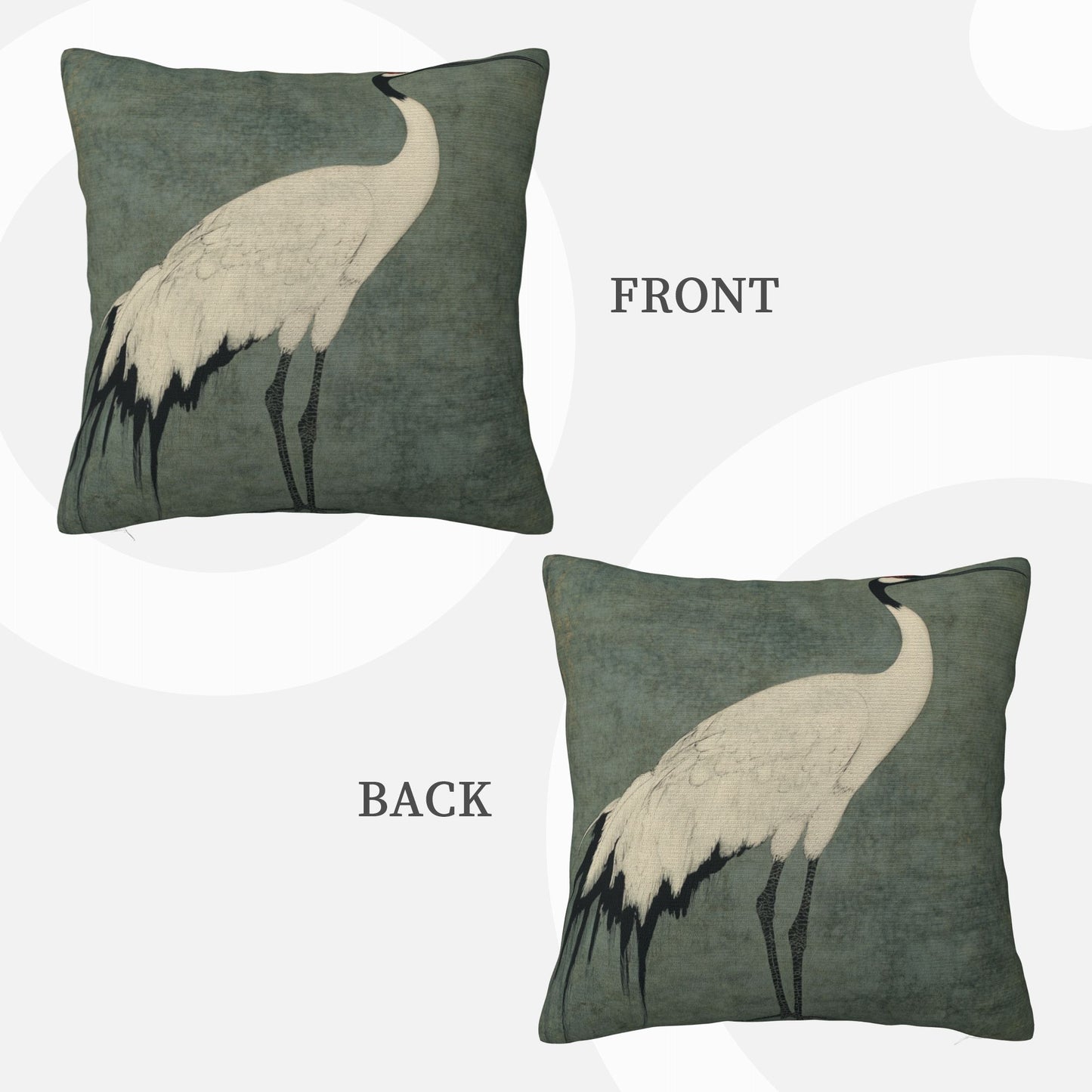 Elegant Red-Crowned Crane Cushion Cover | Traditional Oriental Décor | Multiple Sizes Available