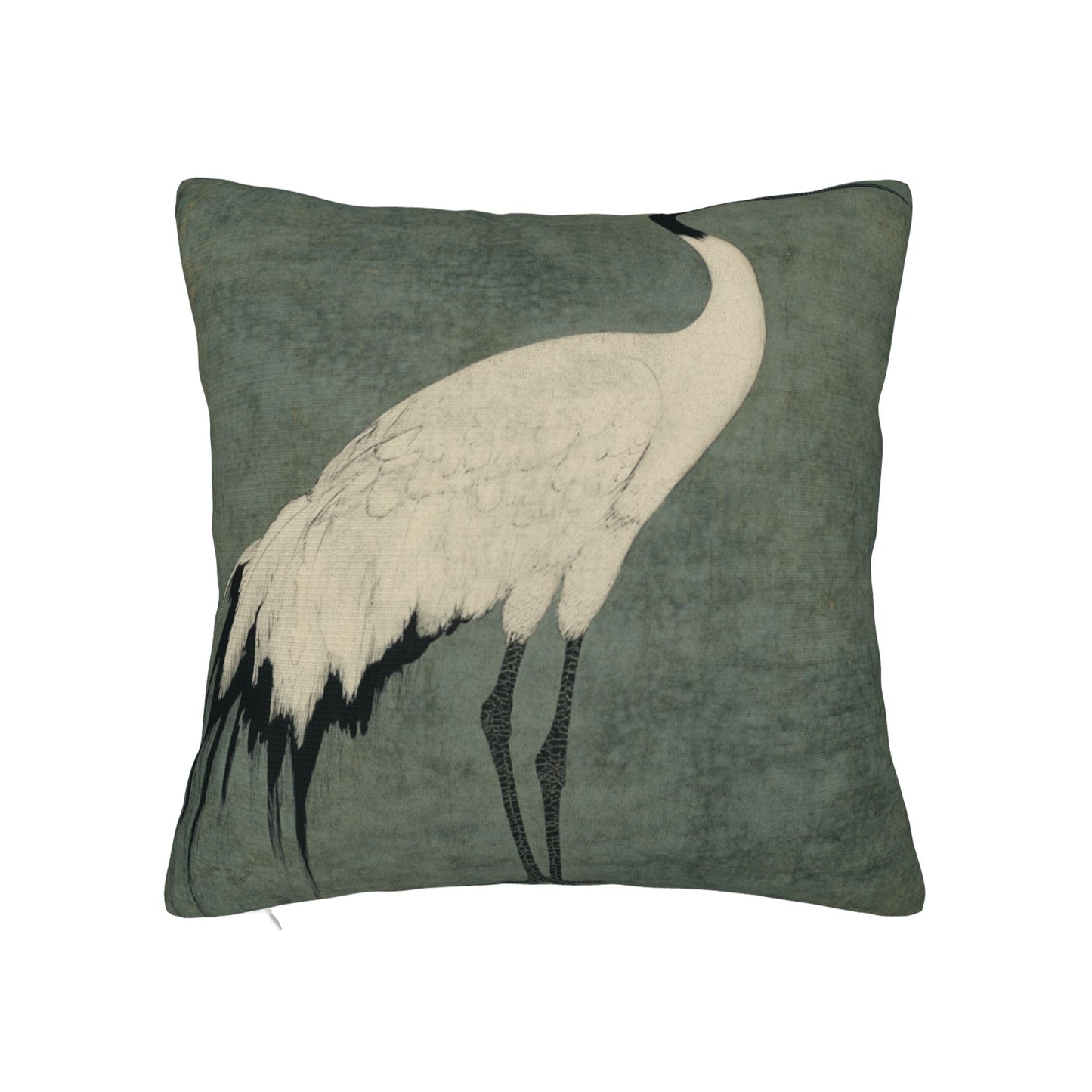 Elegant Red-Crowned Crane Cushion Cover | Traditional Oriental Décor | Multiple Sizes Available