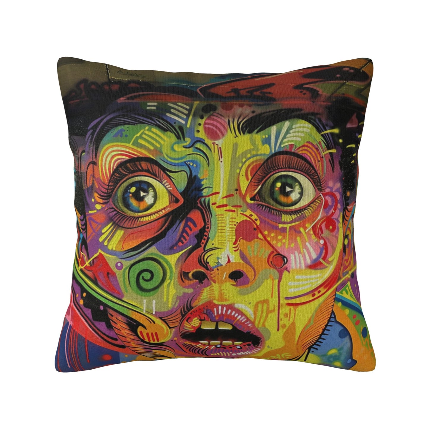 Vibrant Abstract Face Art Pillow - Personalized Modern Artistic Home Decor