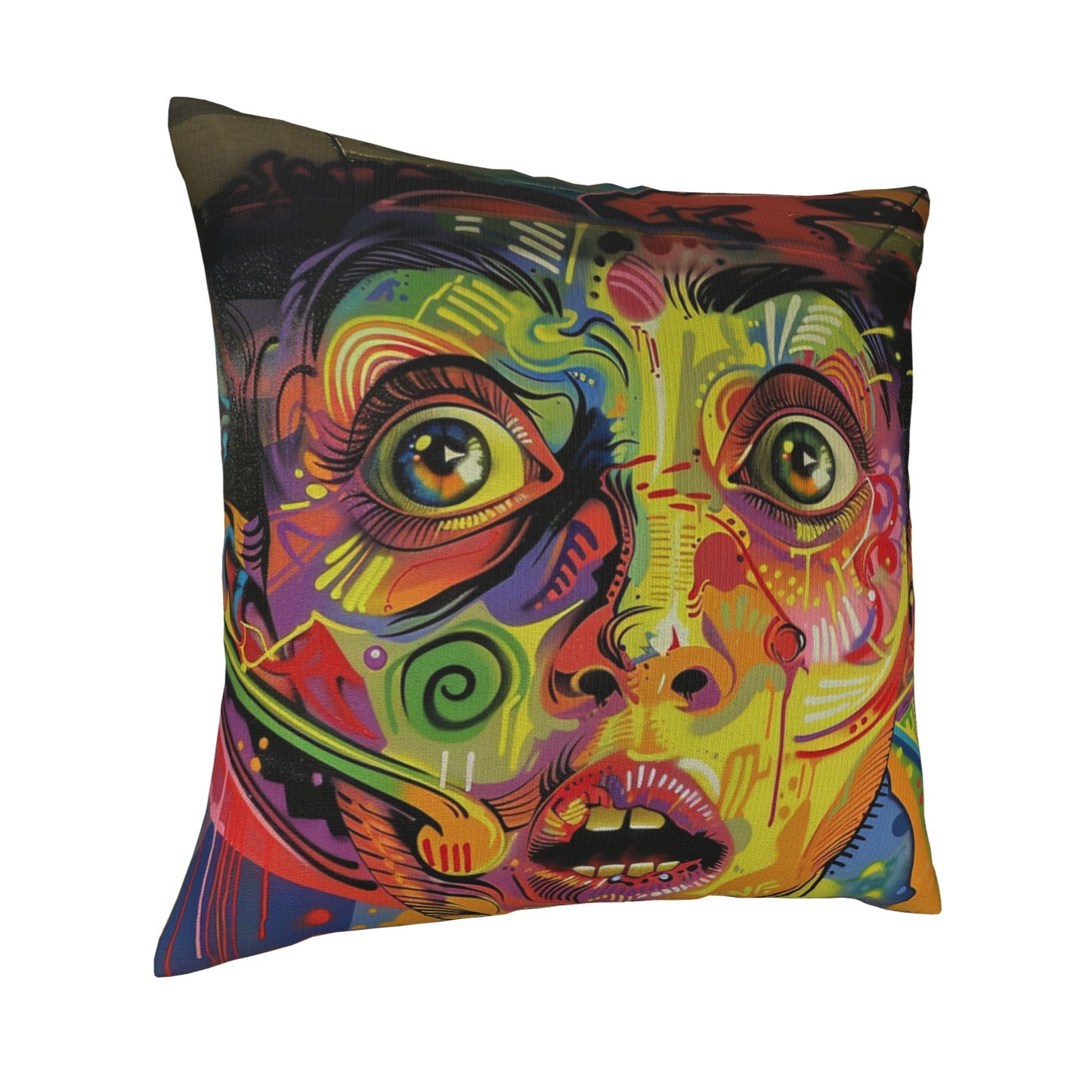 Vibrant Abstract Face Art Pillow - Personalized Modern Artistic Home Decor