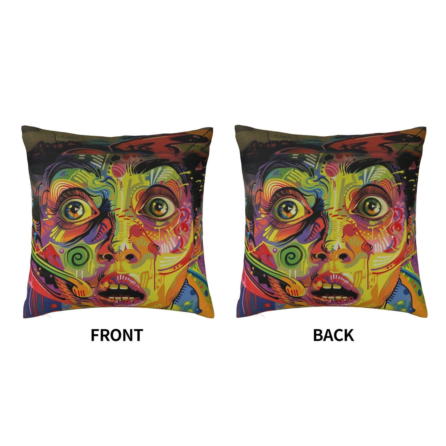 Vibrant Abstract Face Art Pillow - Personalized Modern Artistic Home Decor