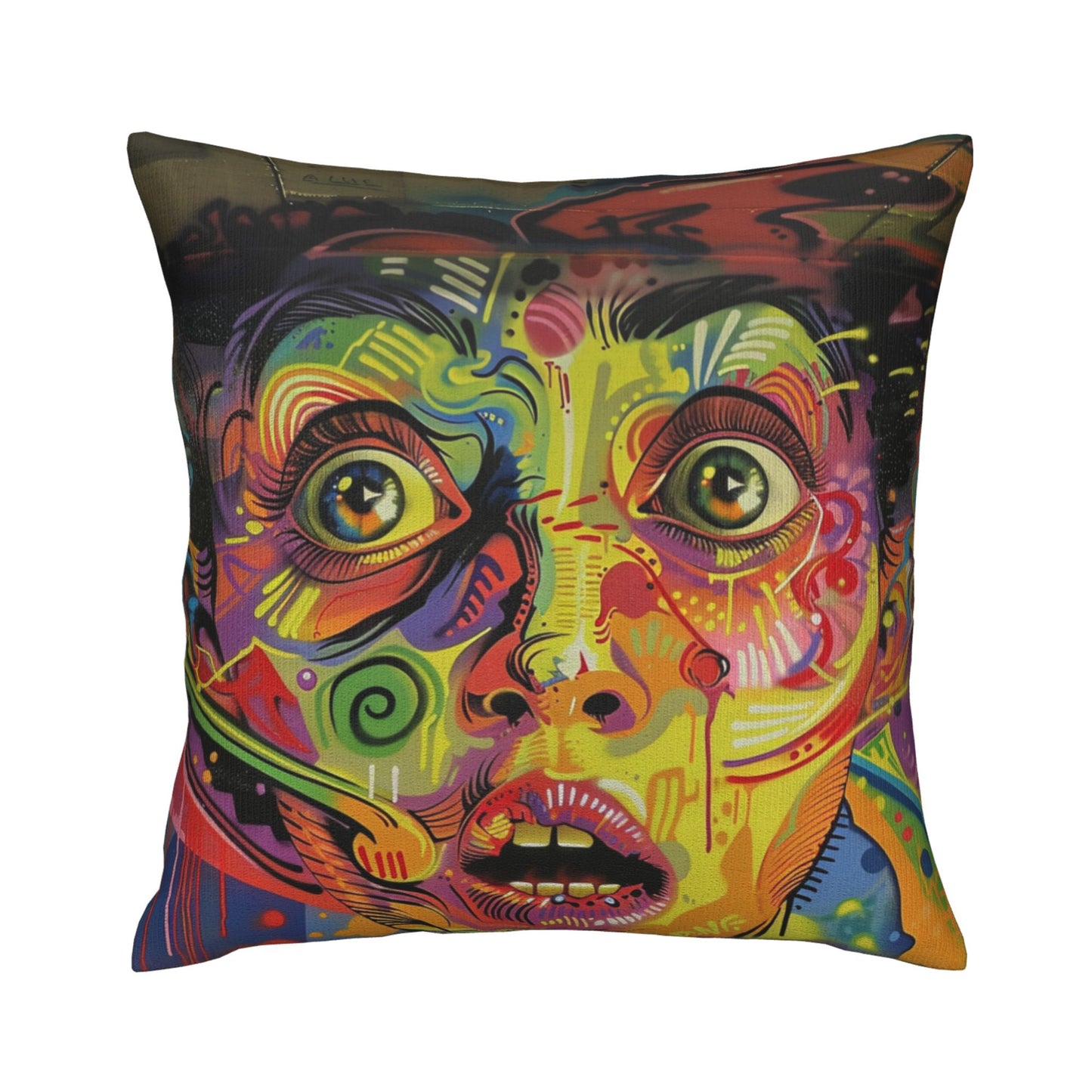 Vibrant Abstract Face Art Pillow - Personalized Modern Artistic Home Decor