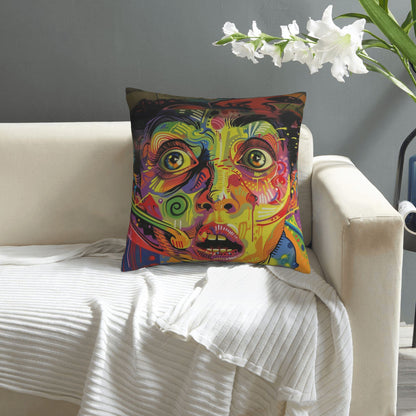 Vibrant Abstract Face Art Pillow - Personalized Modern Artistic Home Decor