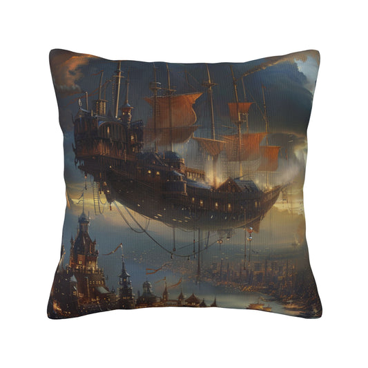 Steampunk Airship Pillow - Fantasy Vintage Home Decor