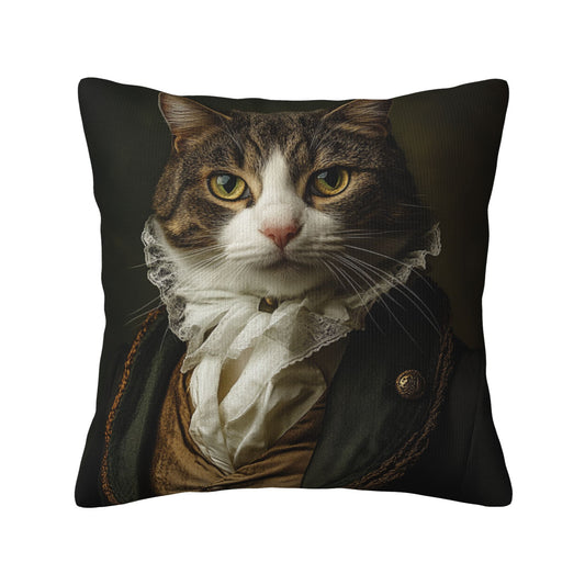 Noble Cat Portrait Pillow - Classic Vintage Home Decor