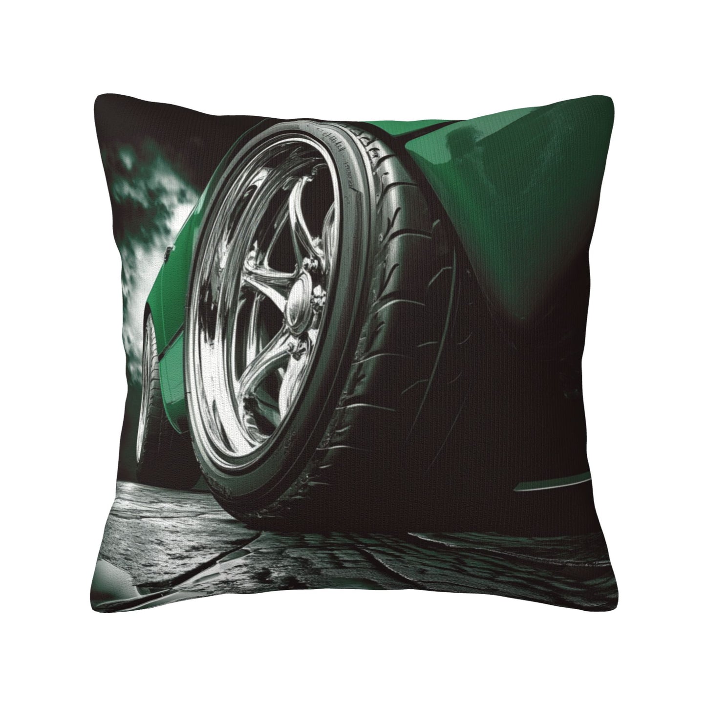 Sleek Sports Car Wheel Pillow - Dynamic Automotive-Themed Home Decor