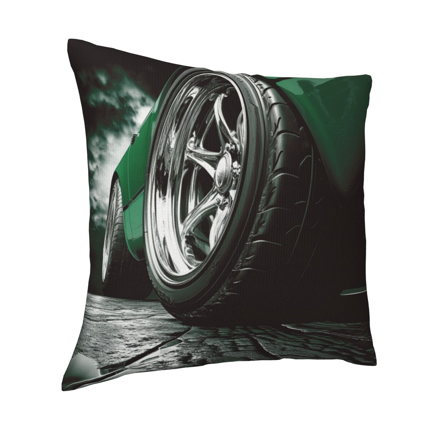 Sleek Sports Car Wheel Pillow - Dynamic Automotive-Themed Home Decor