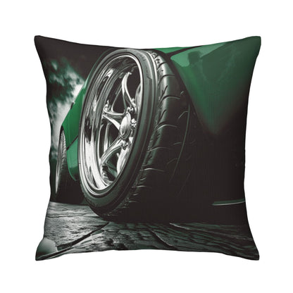 Sleek Sports Car Wheel Pillow - Dynamic Automotive-Themed Home Decor