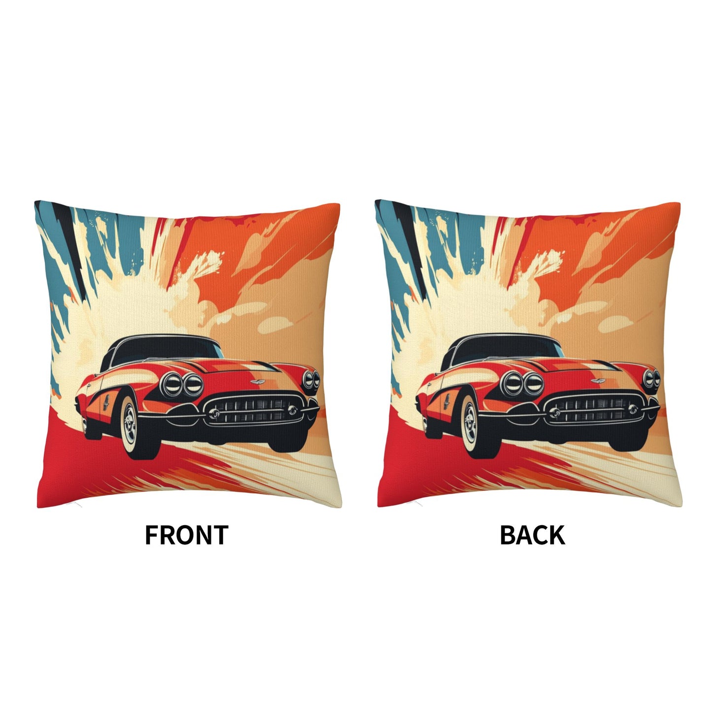 Retro Sports Car Art Pillow - Dynamic Classic Style Home Decor