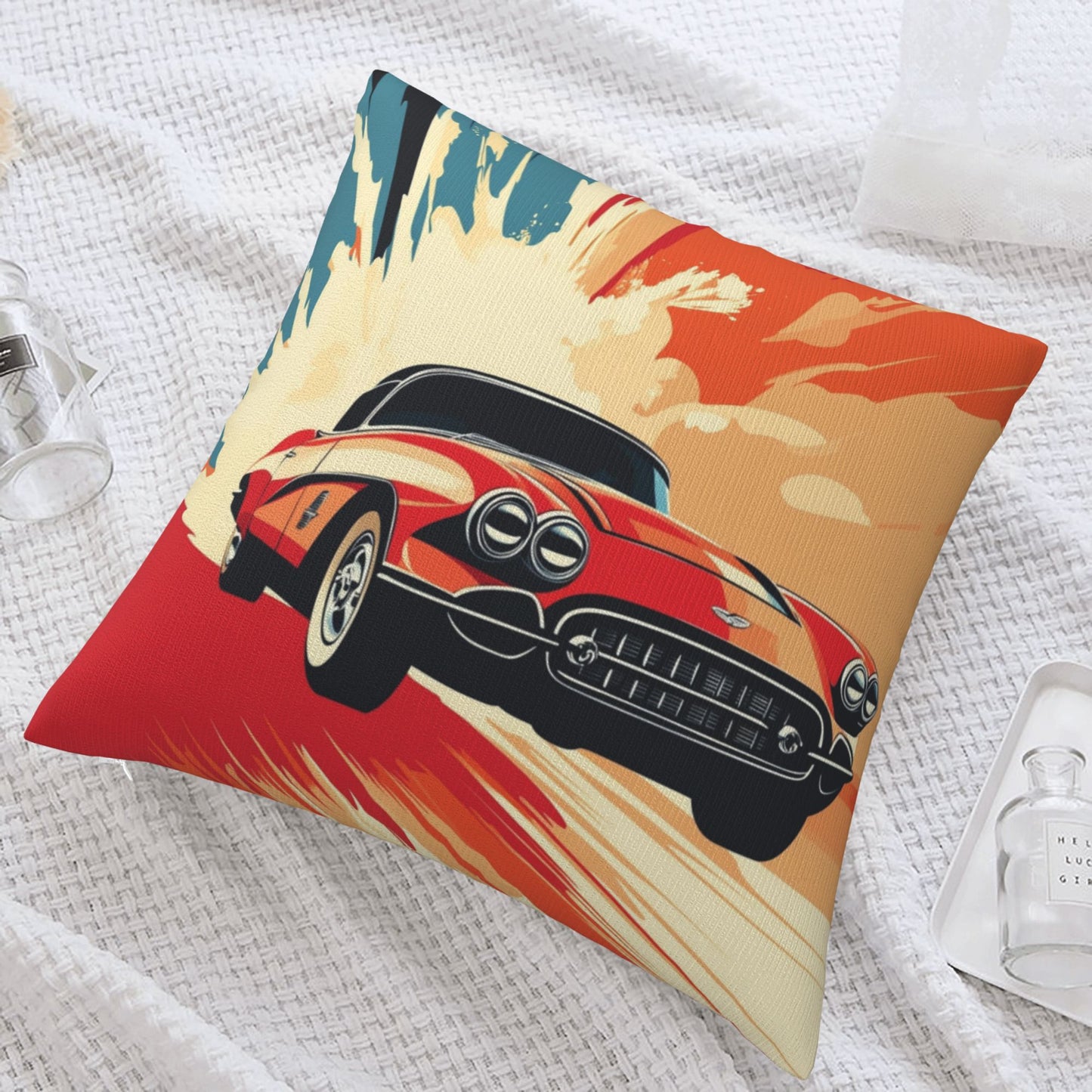 Retro Sports Car Art Pillow - Dynamic Classic Style Home Decor