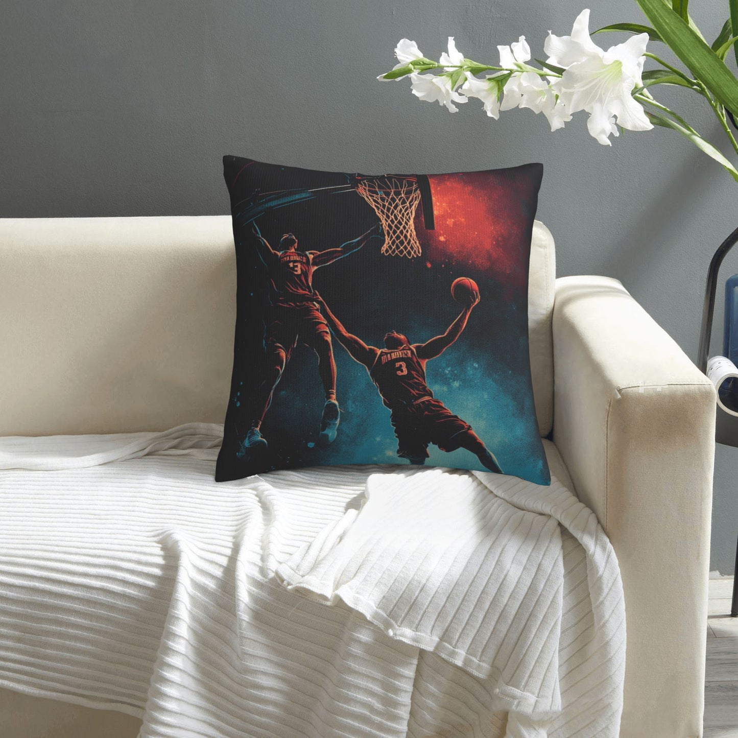 Basketball Action Pillow - Dynamic Sports-Themed Home Decor